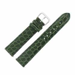 Bracelet de montre Vert Largeurs de 12 à 20mm en Cuir Gaufré Crocodile 