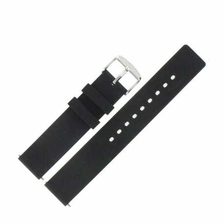 Bracelet de montre 12-18-20 et 22mm en silicone noir Waterproof