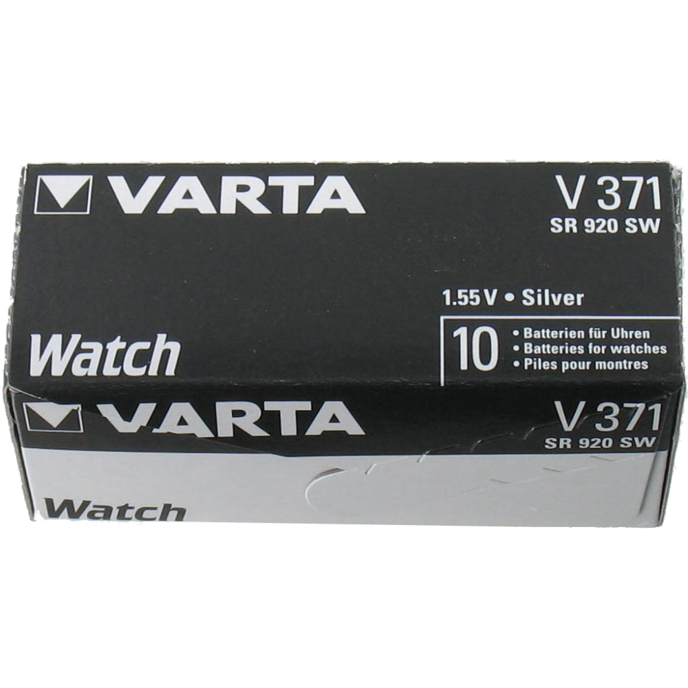 Pile de montre 371 (SR920SW) SR69 1.55 Volts Oxyde d'argent Varta®