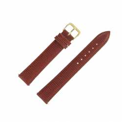 Bracelet montre Extra Long de 12 à 20mm Marron doré en Cuir de Vachette Gaufré Lézard 