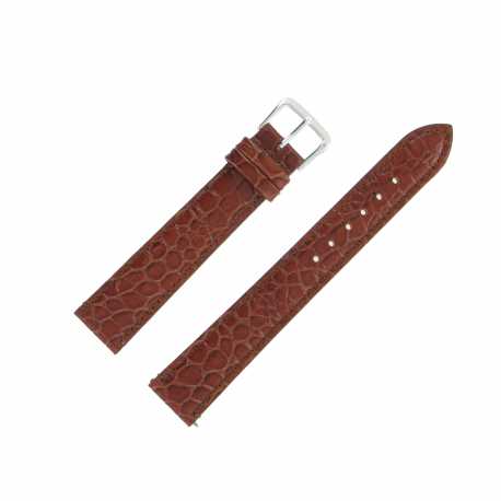 Bracelet Montre Extra Long Marron de 10 à 20mm en Cuir de Veau Gaufré Alligator Ecocuir® Artisanal