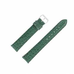 Bracelet Montre 18mm Extra Long Vert sapin en Cuir de Veau Gaufré Alligator 