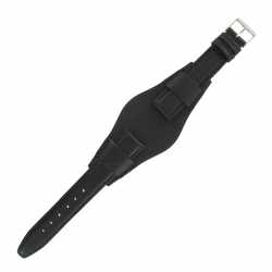 Bracelet montre Bund Américain de 14-16 et 18mm Noir en Cuir véritable Ecocuir® Anallergique Artisanal