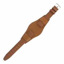 Bracelet montre Bund Américain de 14-16 et 18mm Marron doré en Cuir véritable Ecocuir® Anallergique Artisanal