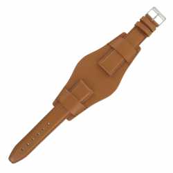 Bracelet montre Bund Américain de 20-22 et 24mm Marron doré en Cuir véritable Ecocuir® Anallergique Artisanal