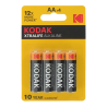 Blister de 4 piles LR06 (AA) Alcaline Xtralife 1.5 Volts Kodak®. 10 ans de garantie.
