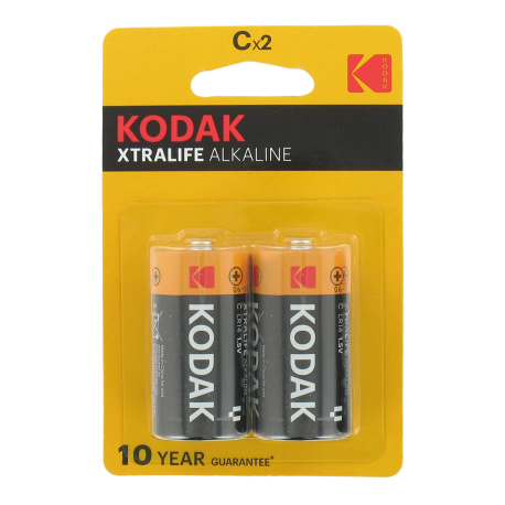 Blister de 2 Piles bâton LR14 C Alcaline Xtralife 1.5 Volts Kodak®.