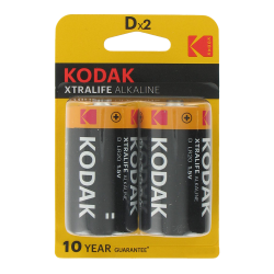 Blister de 2 Piles bâton LR20 D Alcaline Xtralife 1.5 Volts Kodak®.