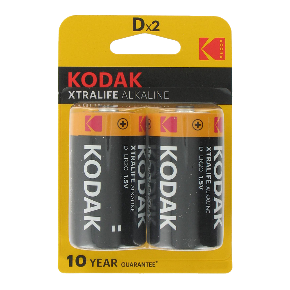 2 Piles LR20 D Alcalines Xtralife 1.5 Volts Kodak® - Buraliste Service