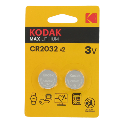Blister de 2 Piles bouton CR2032 Lithium Max 3 volts Kodak®