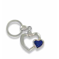 Porte clés Coeur bleu en métal. Made In France Artisanal