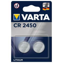 Blister 2 Piles bouton CR2450 lithium 3Volts 570mAh Varta®