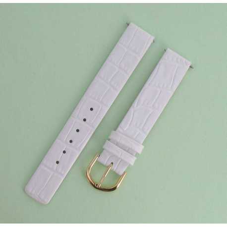 Bracelet de montre 10-12-16mm Blanc en Cuir de vachette gaufré Alligator Gobi