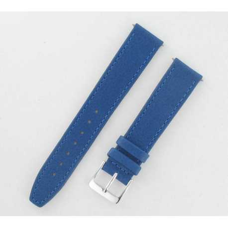 Bracelet montre 12-14-18mm Bleu Europe en Cuir de vachette gaufré Buffalo