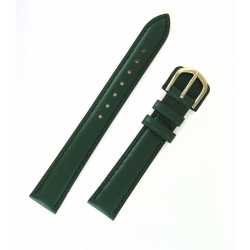 Bracelet de montre 14mm anallergique Vert en cuir de vachette lisse 